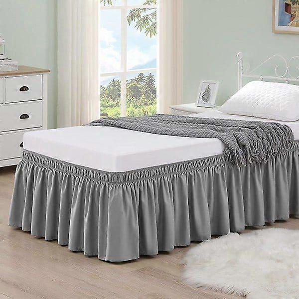 Elastic bedspread with ruffles, Grey 100x200x38cm