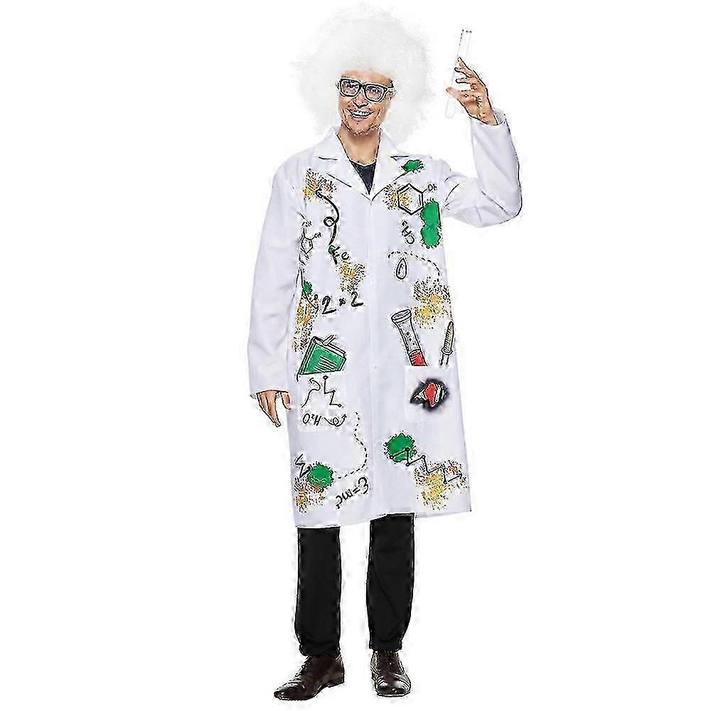 Mad Scientist Lab Coat Costume for Men with Goggles Halloween Disguise