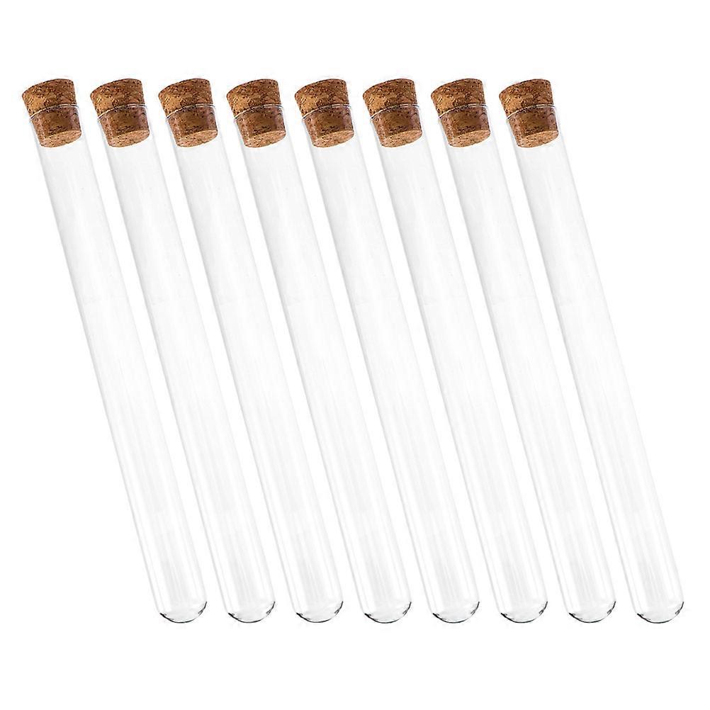8Pcs Glass Test Tubes Liquid Storage Containers Round Bottom Tubes with Stoppers
