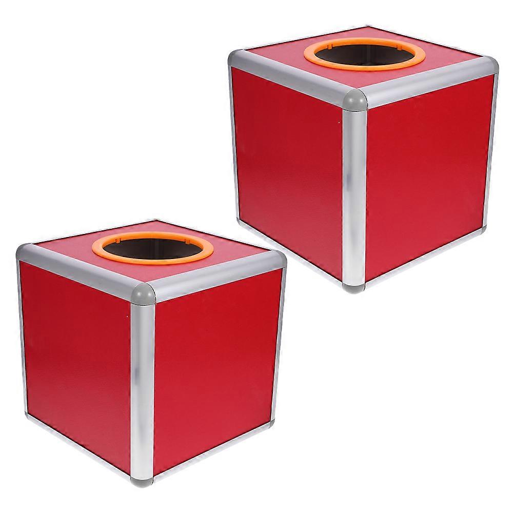 Red Raffle Box for Suggestion Collection 2Pcs Aluminum Edge Container