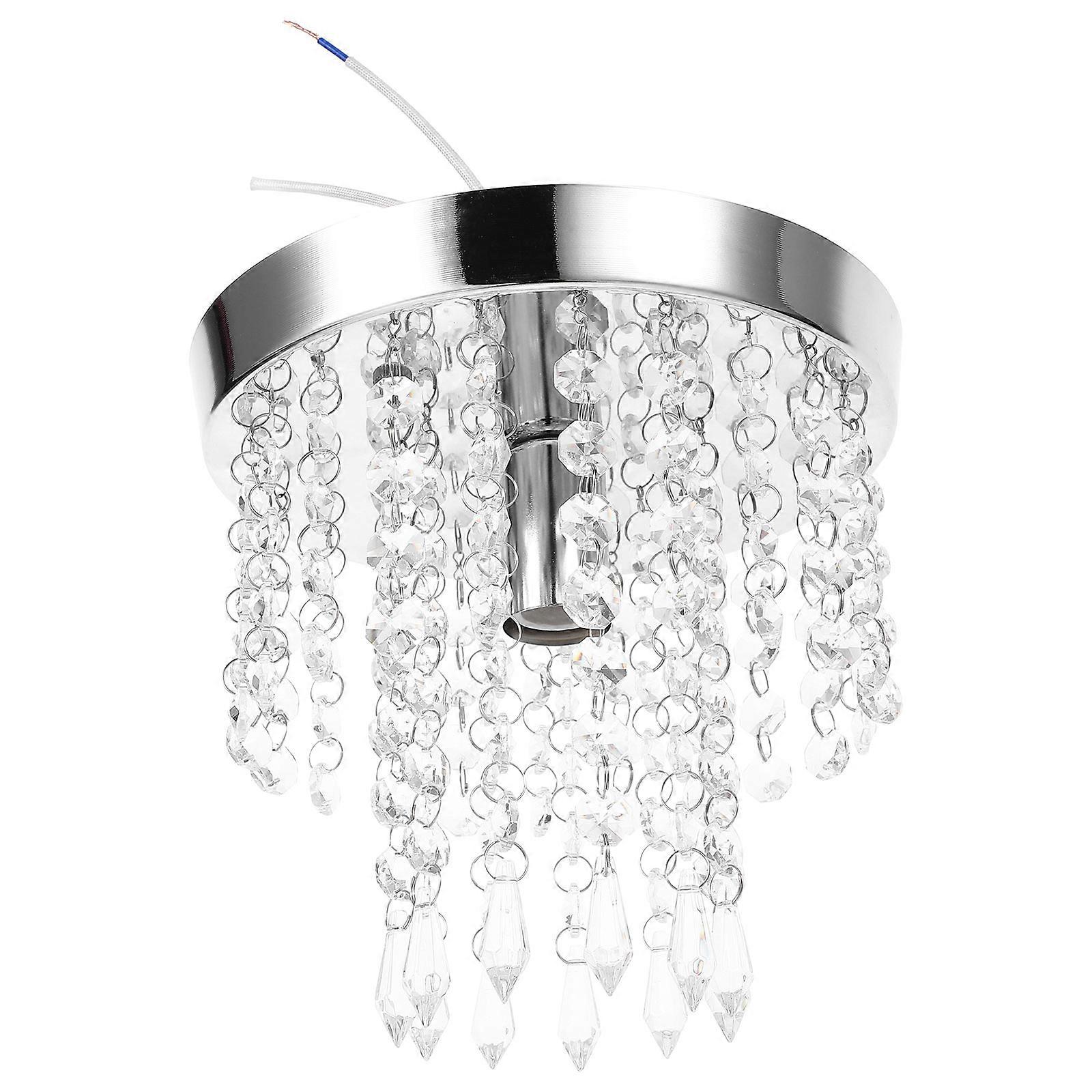 Crystal Ceiling Lamp for Home Use with Flush Mount Silver Iron Material