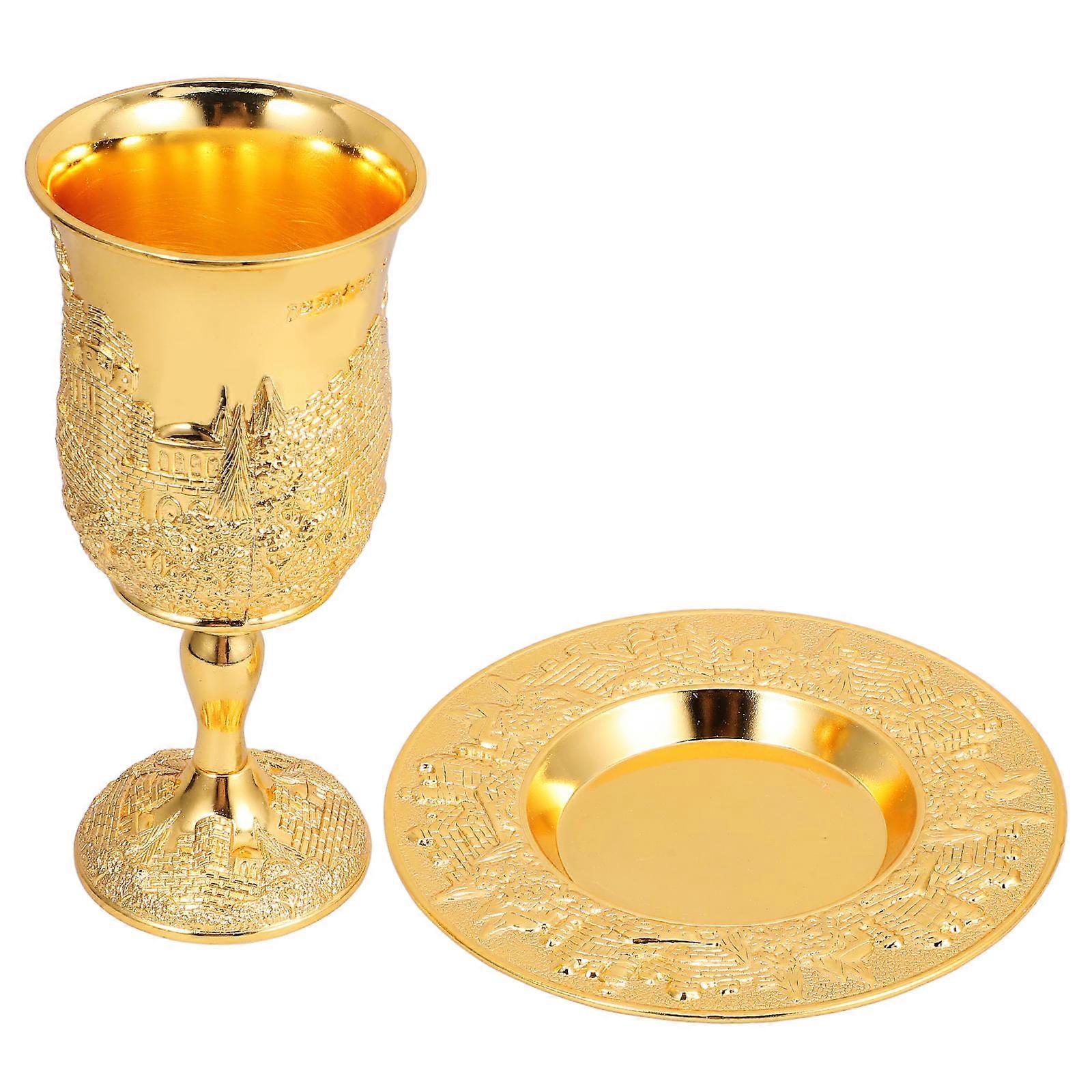Passover Kiddush Cup Golden Zinc Alloy for Shabbos 1Set Included