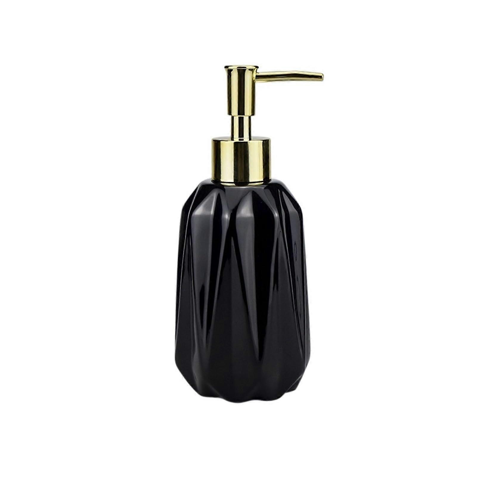 300ml Ceramic Soap Dispenser, Diamond Shaped Pump Bottle, Durable Refillable for Bathroom or Kitchen