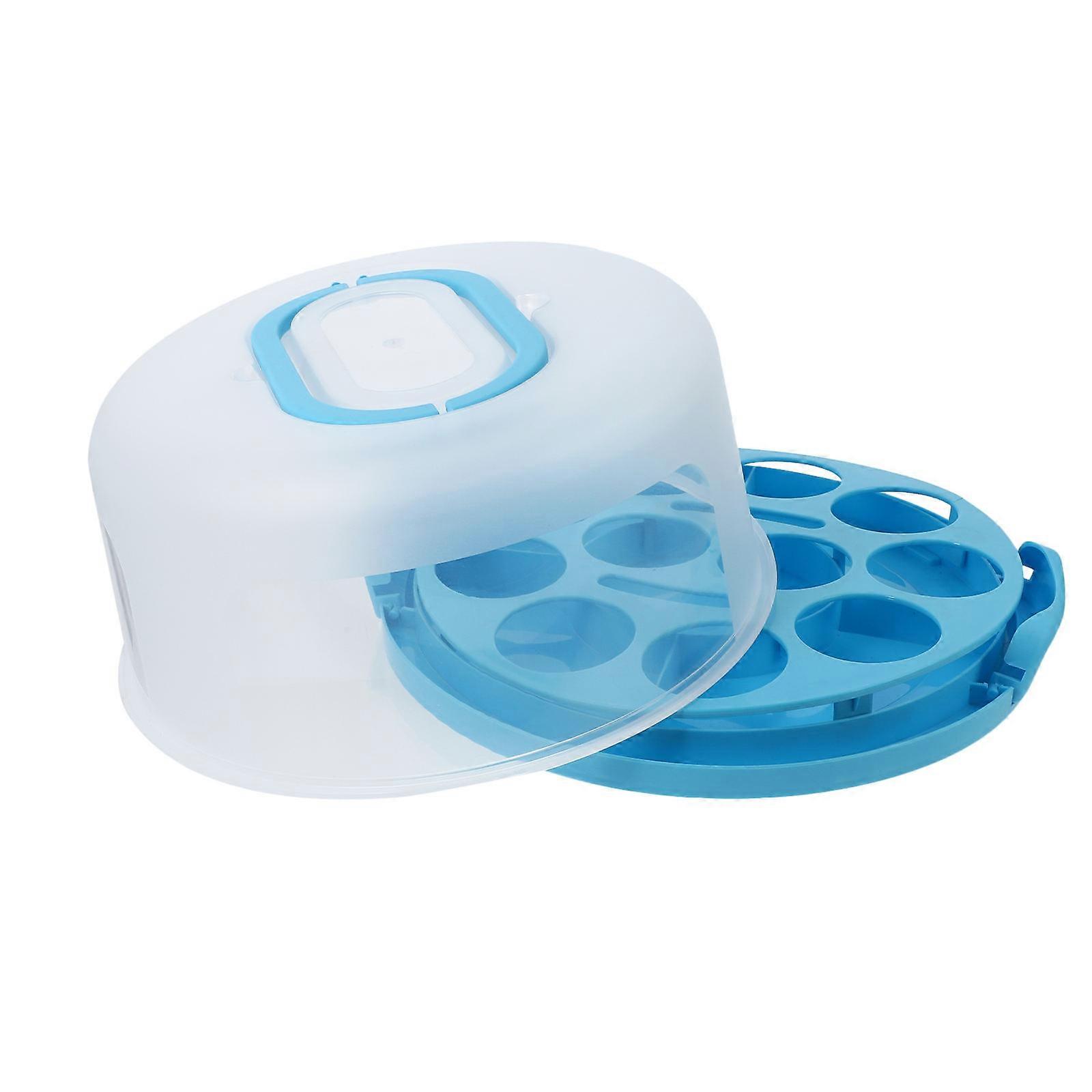 Egg Cake Box for Storage 1Pcs Thicken Cake Container Transparent Carrier Blue