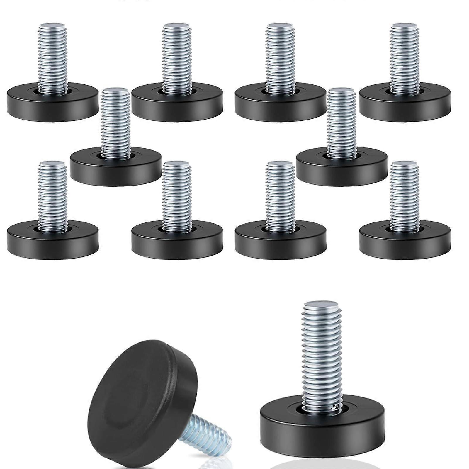12 Pcs 1/420 Thread Adjustable Furniture Leveling Feet with ABS Base for Tables Chairs Cabinets