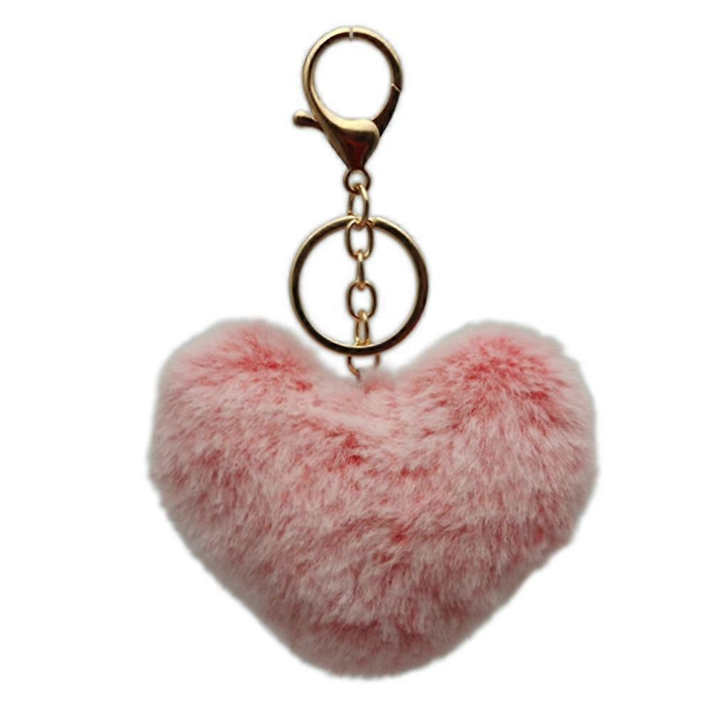 Plush Heart Shaped Hanging Ornament Keychain Car Rearview Mirror Decoration Handbag Charm