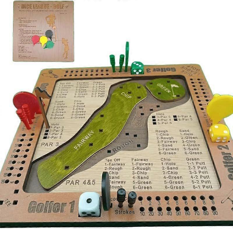 Tabletop Dice Golf Game, Handcrafted Tabletop Golf Dice Games Set, Interactive Golf Games with Intuitive Gameplay Movable Pegs and Scoring System, for