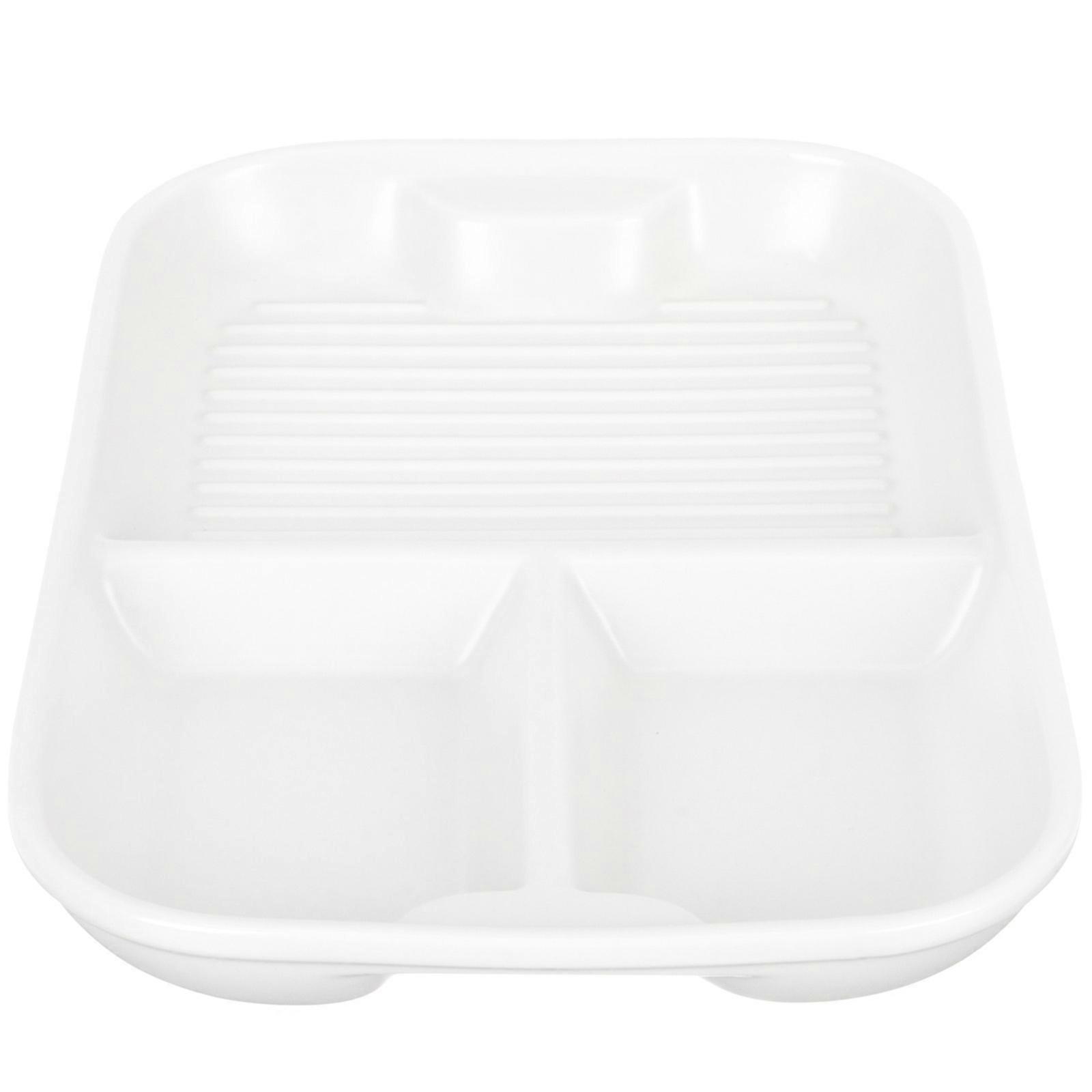White Ceramic Divided Plate for Appetizer Separation One Tray