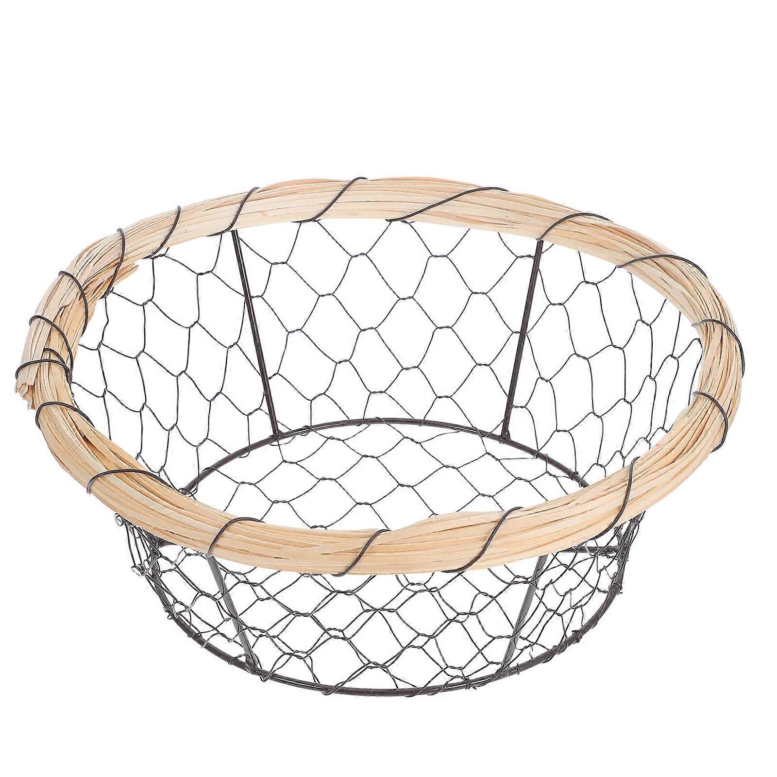 Rustic Iron Wire Basket Bread Storage for Kitchen Food Organizer
