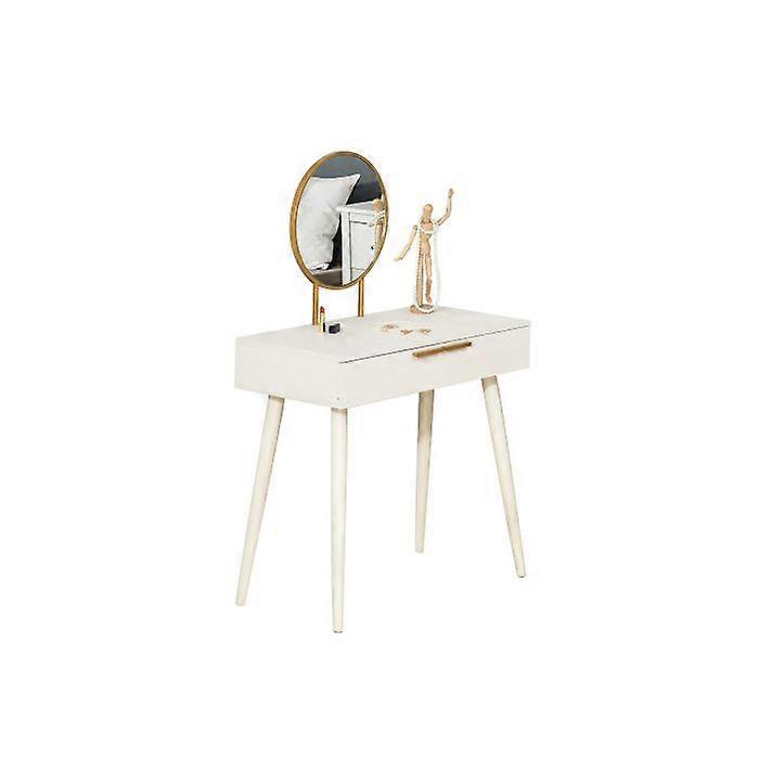 HOMCOM Elegant Dressing Table, with Round Mirror, 80 x 40 x 123 cm - White