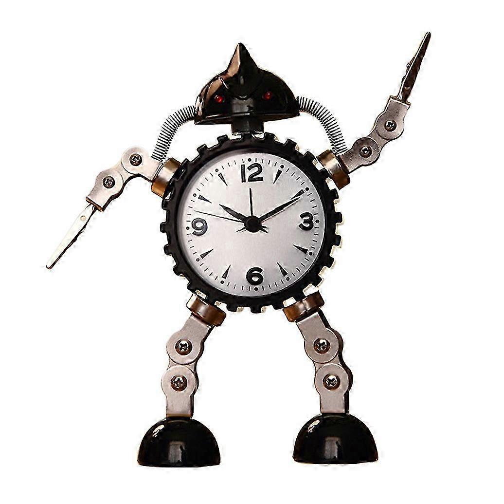 2026 Creative alarm clock robot clock Large desk clock Black