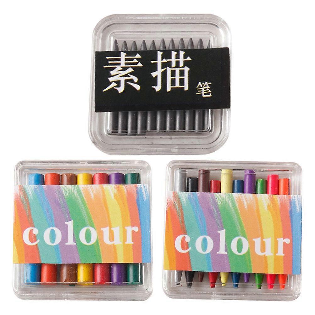 Simulation Sketch Pencil Mini Colorful Crayons for Decoration 3 Boxes