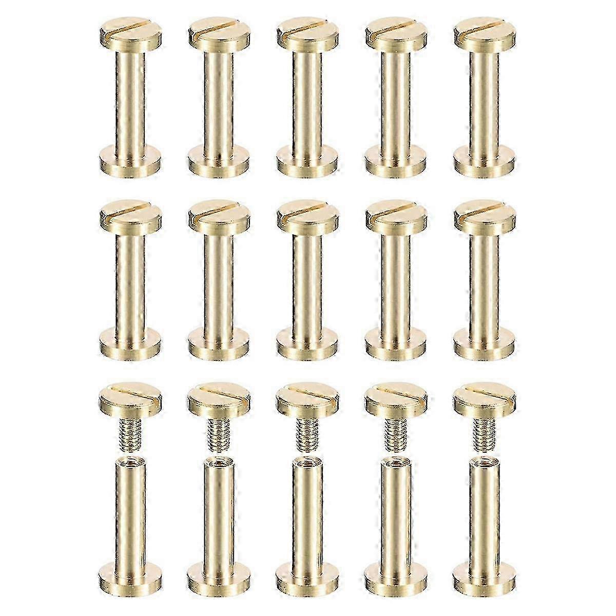 2025 30Pack Brass Chicago Screws, 15x8mm Flat Head Screw