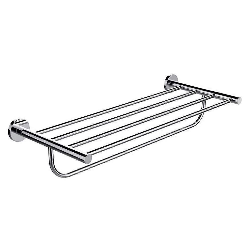 Stainless Steel Towel Rack Wall Mounted Bathroom Shelf with Hooks RustResistant MultiTier Storage