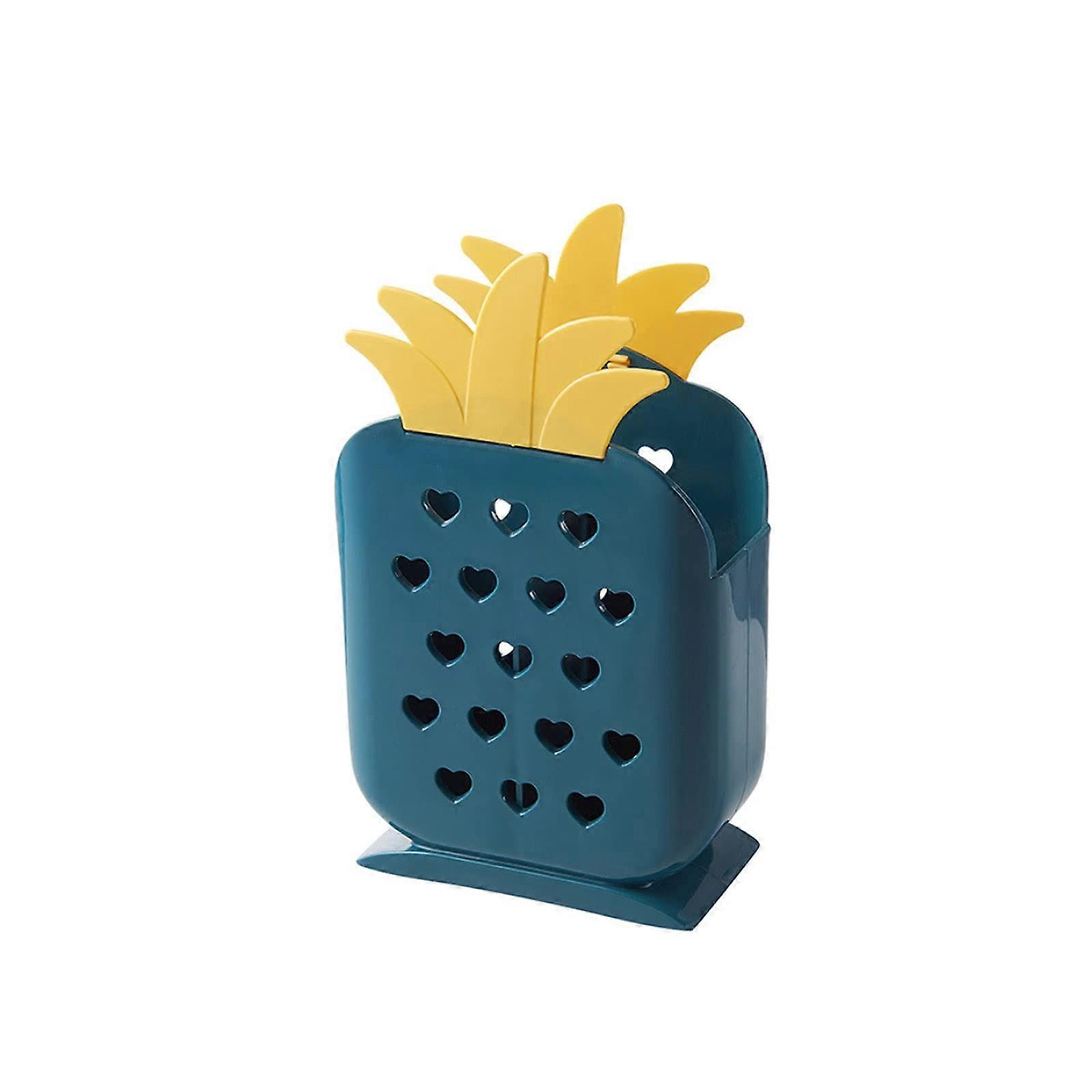 Plastic Utensil Holder with Drainage Holes, WallMount Kitchen Caddy with Handle, Blue