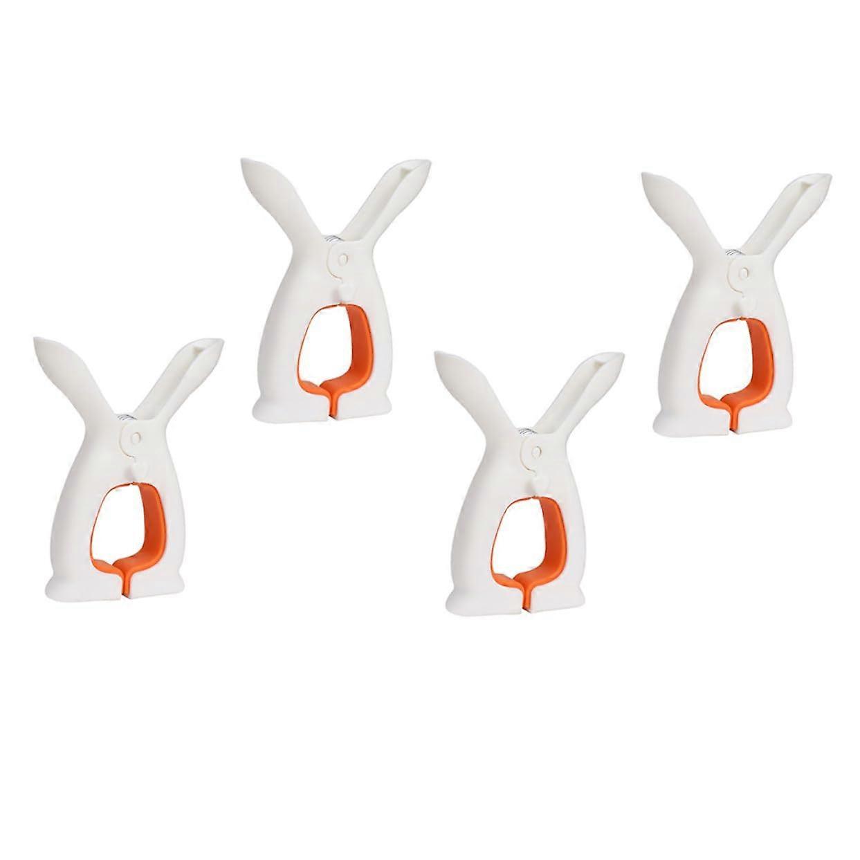 4pcs Windproof Quilt Clips Rabbit Ear Design Plastic Clothespins for Blankets Towels Socks