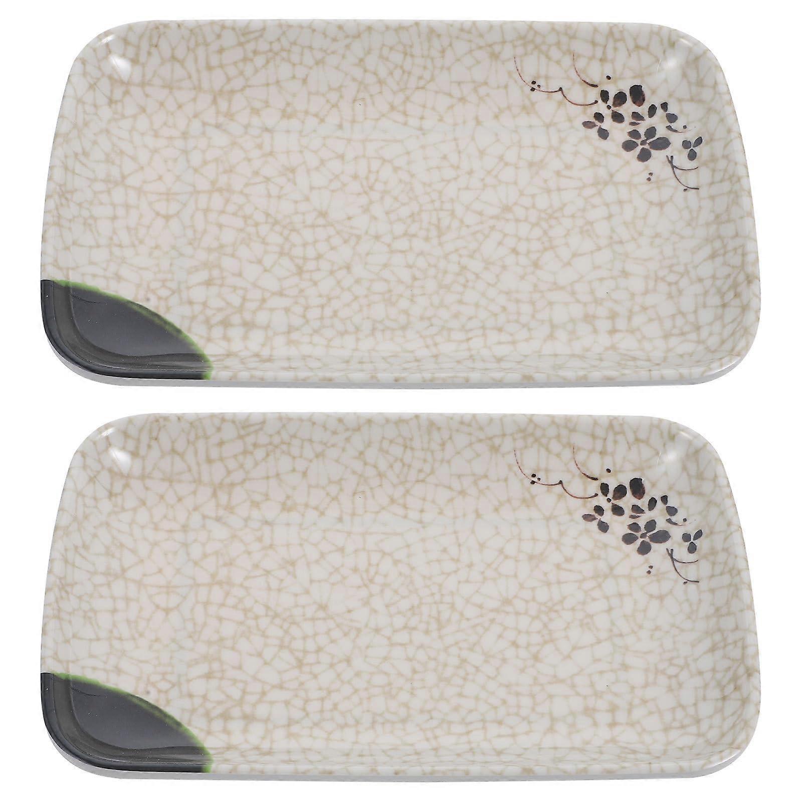 Japanese Sushi Plate Set 8 Inch Blue Floral Rectangular Serving Platter for Dining and Entertaining