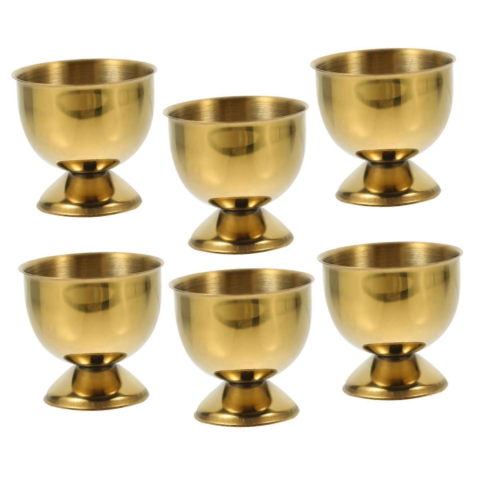 Stainless Steel Egg Cup Holder Set 6pcs Gold Finish for Soft Boiled Eggs Breakfast Tabletop Display
