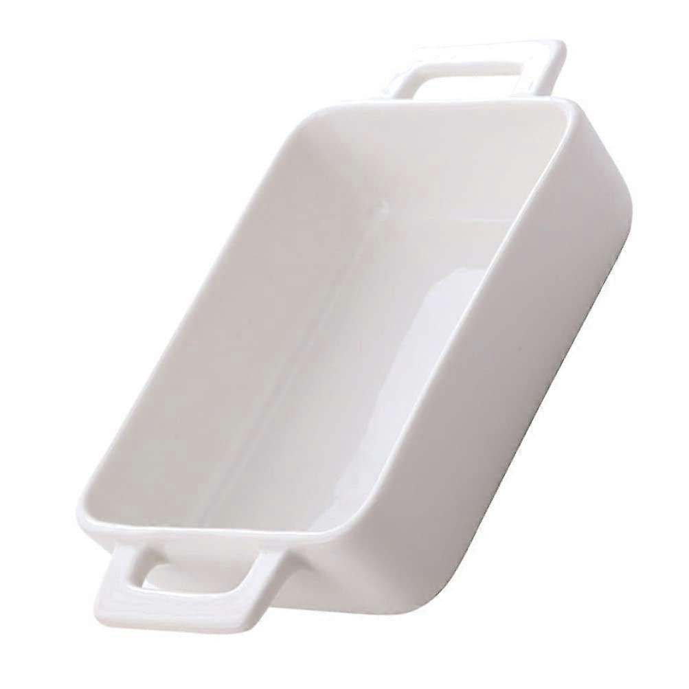 Ceramic Baking Dish Loaf Pan with Handles Oven to Table Multipurpose White Bakeware