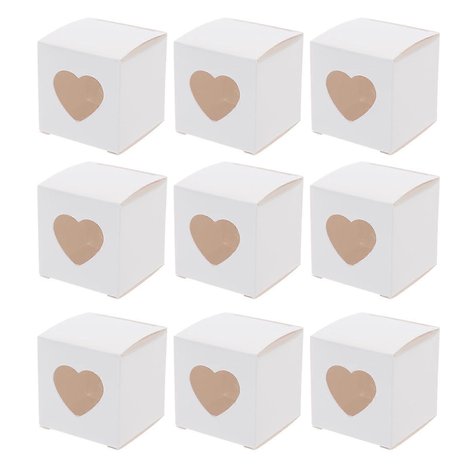 1 Set 50 Pcs PVC Wedding Candy Boxes with Heart-shaped Clear Window (White)