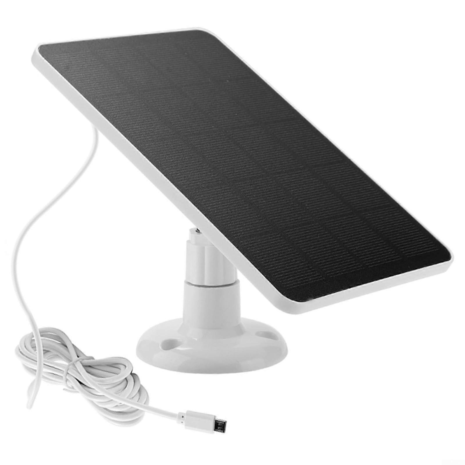 4W 5V Solar Panel for Security Camera, IP65 Waterproof Charger with 360° Adjustable Stand, White