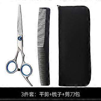 Hairdressing scissors set: flat scissors, thinning shears, hair trimmers.