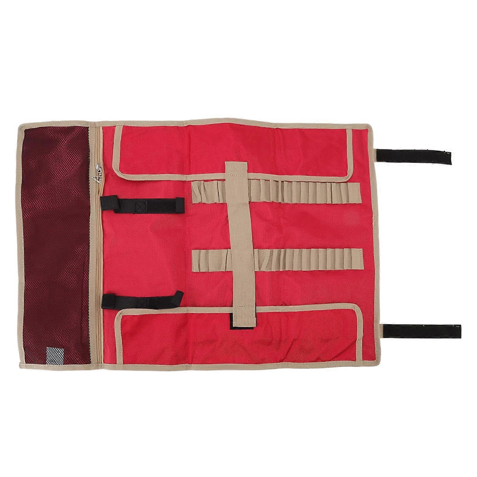Camping Gear Organizer Durable Oxford Cloth Tent Peg Storage Bag Red Foldable Space Saving