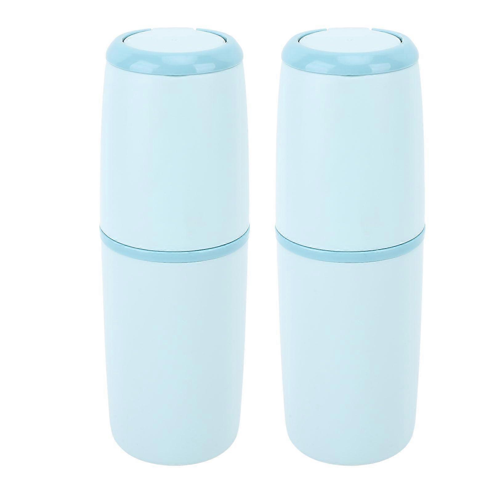 Travel Toothbrush Case 2 Pack Light Blue Hygienic Holder for Toothpaste Compact Durable Design