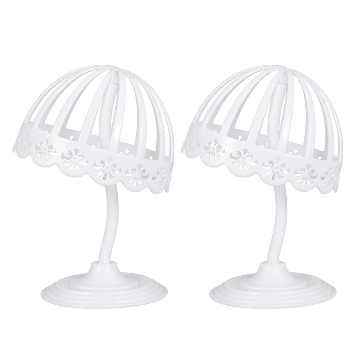Plastic Hat Holder Adjustable Display Stand for 2Pcs White Hats