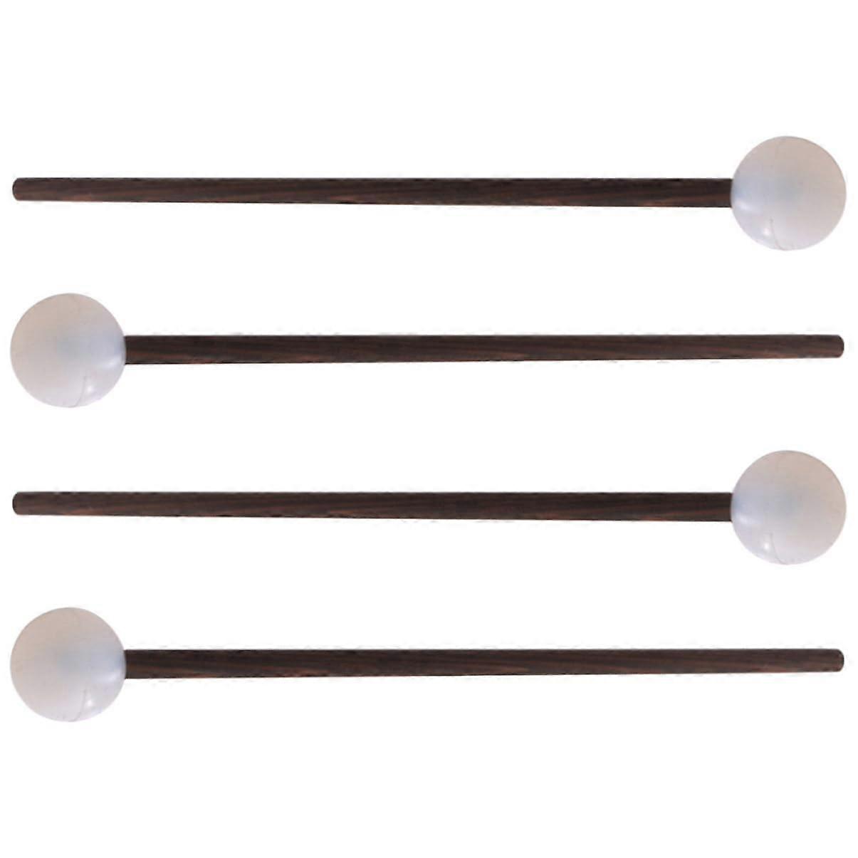2 Pairs Rubber Head Percussion Mallets with Ergonomic Grip for Drum Practice