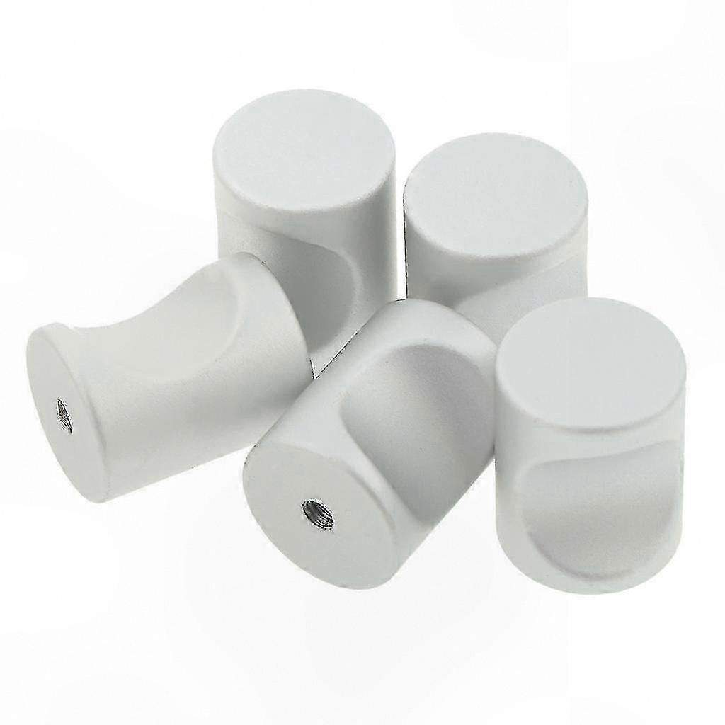 White Cabinet Knobs and Drawer Pulls, 5-Pack Cylindrical Handles, 21x17mm