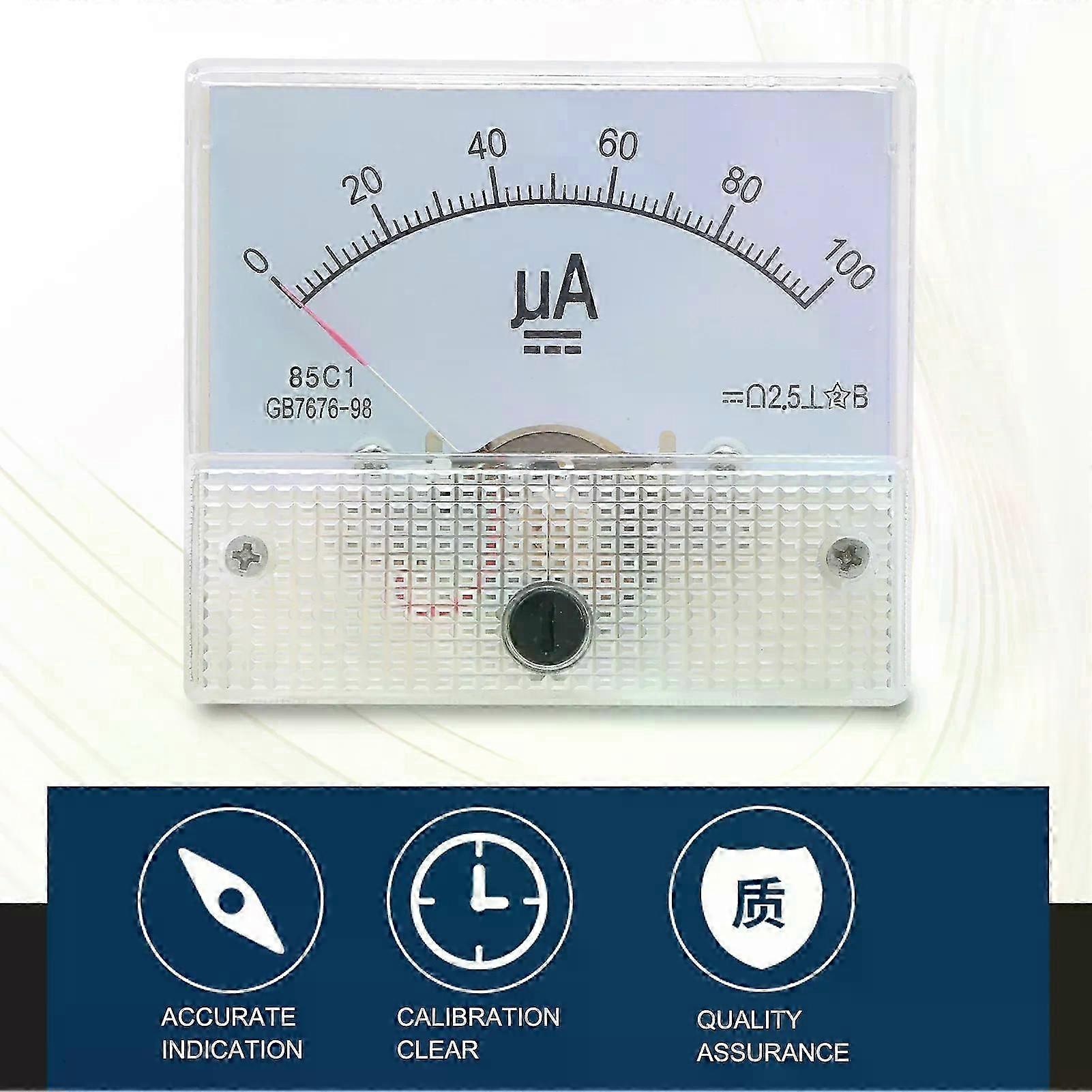 85C1 0~100UA Pointer Type Ammeter Analog Current Panel Meter Measuring Instrument Pointer Ammeter Ammeter Current Meter