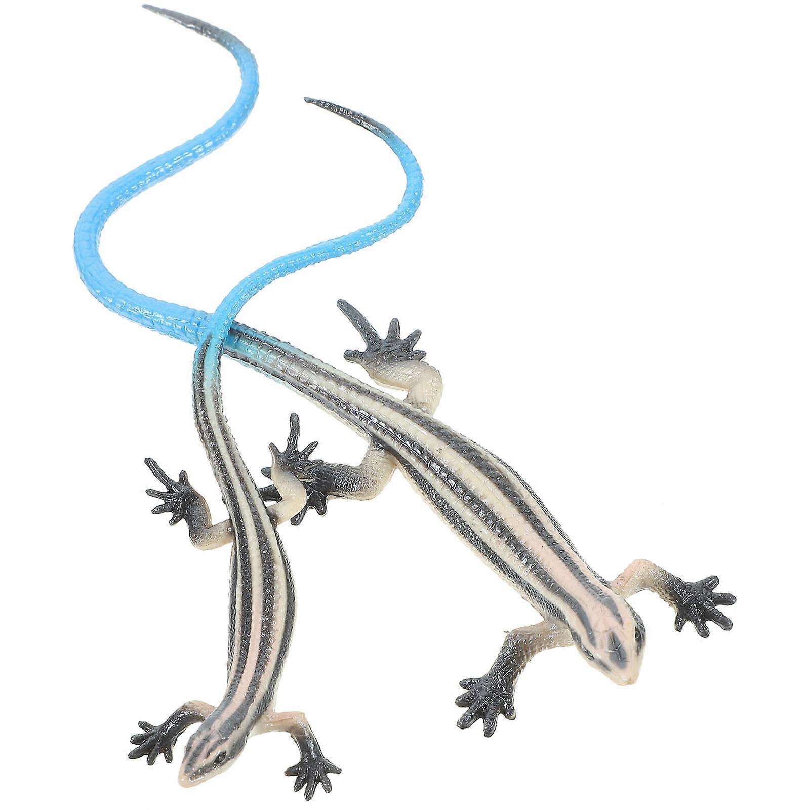 Blue Lizard Simulation Lizard Figurine for Stage Performance 2Pcs Plastic Toy