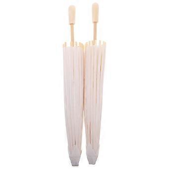 Handmade Paper Parasol White Creative Oiled Paper Umbrella for Party 2Pcs