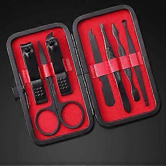 2026 New Kit Manucure Pedicure, Trousse Manucure Pedicure Set de 7pcs avec tui en Exquis Cuir (Rouge)