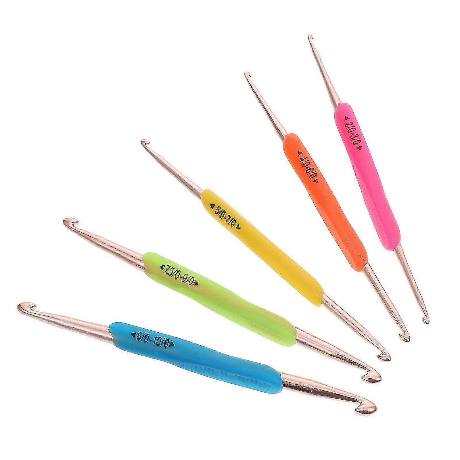 Colored Handle Double-Head Crochet Hook for DIY Knitting 5Pcs Set