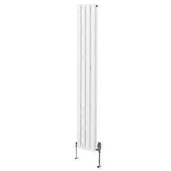 Oval Column Radiator 1800mm x 240mm & TRV Chrome Valves Modern Designer Double Panel Central Heating