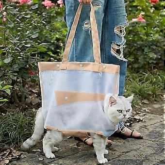 Adjustable Drawstring & Traction Rope for Pet Safety, Breathable & Comfortable with Safety Features, Portable Foldable Pet Carrier for Travel, Transpa