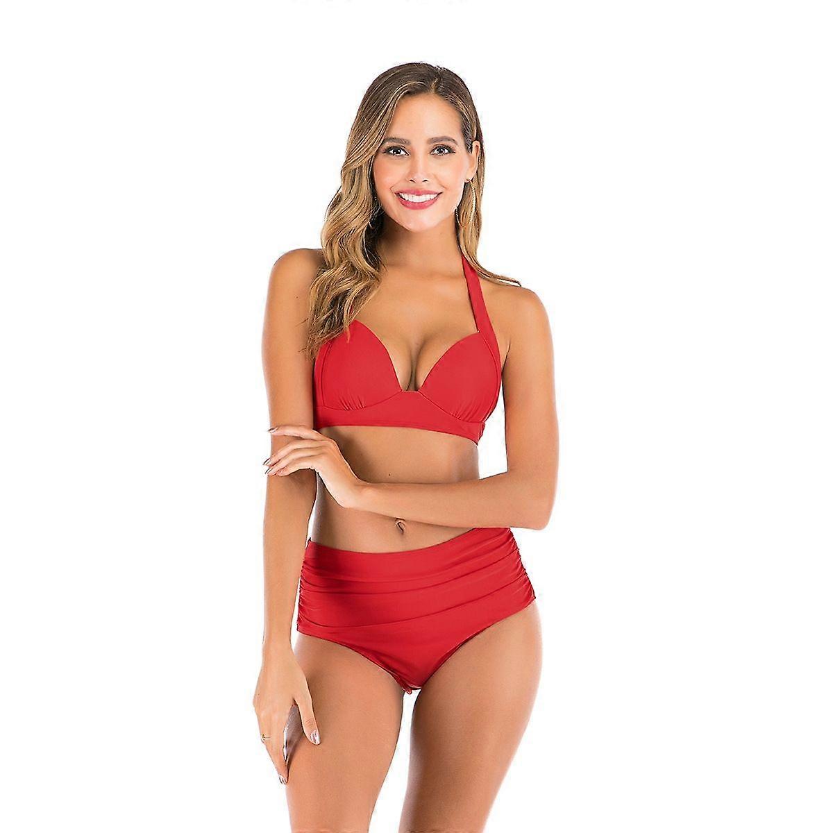 Lace-up Halter Backless Split Bikini XXXL
