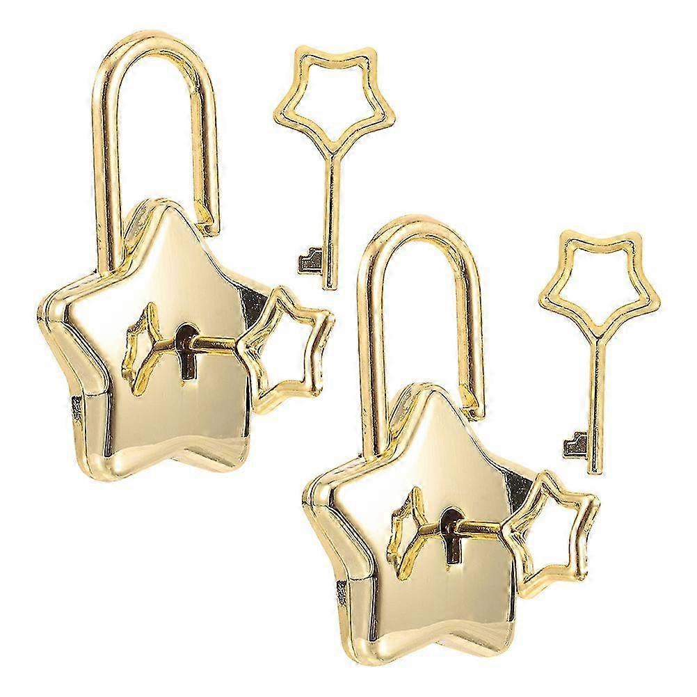 Star Shape Lock Mini Padlock compatible with Notebook Security with 4Sets Golden Color