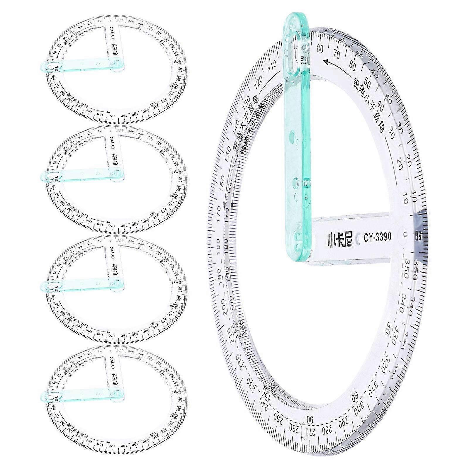 5 Pcs Mini Protractor Large Circle Degree Round Ruler