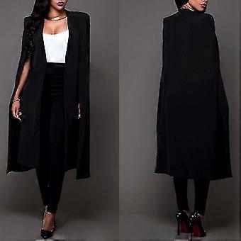 Damen Casual Cape Mantel mit offener Vorderseite, Trenchcoat, lang, S05