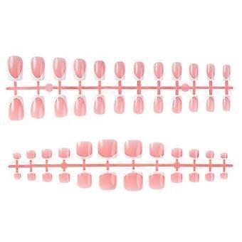 Elegantes nacktes französisches Fake-Nails-Set 48 Stück kurze volle Abdeckung Stick On Nails Falsche Nägel für schnelle Nageldekoration