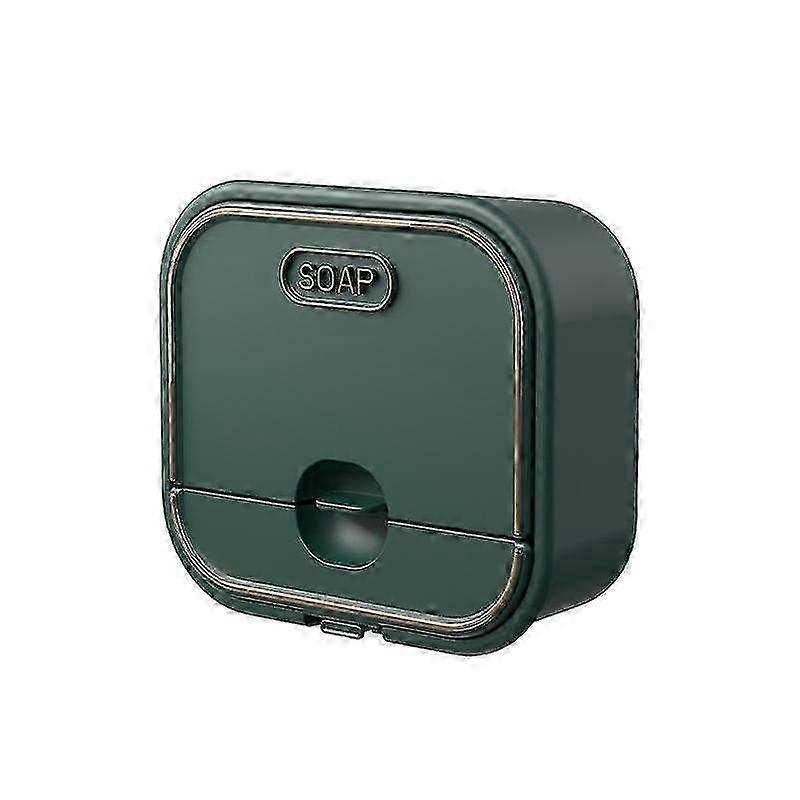 1pcs Wall Mounted Soap Dish Box Holder Drainable Green