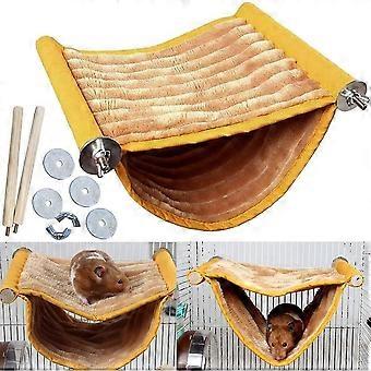 Warm Hamster Hammock House Mouse Rat Hanging Swing Bed Guinea Pig Cage Bedding Small Pet Animal Double Layer Cage Tent Hut Nest for Winter Mouse Rat H