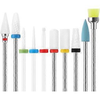 10pcs Diamond Carbide Nail Drill Tools Ceramic Nail Cutter Drill Bits Sets
