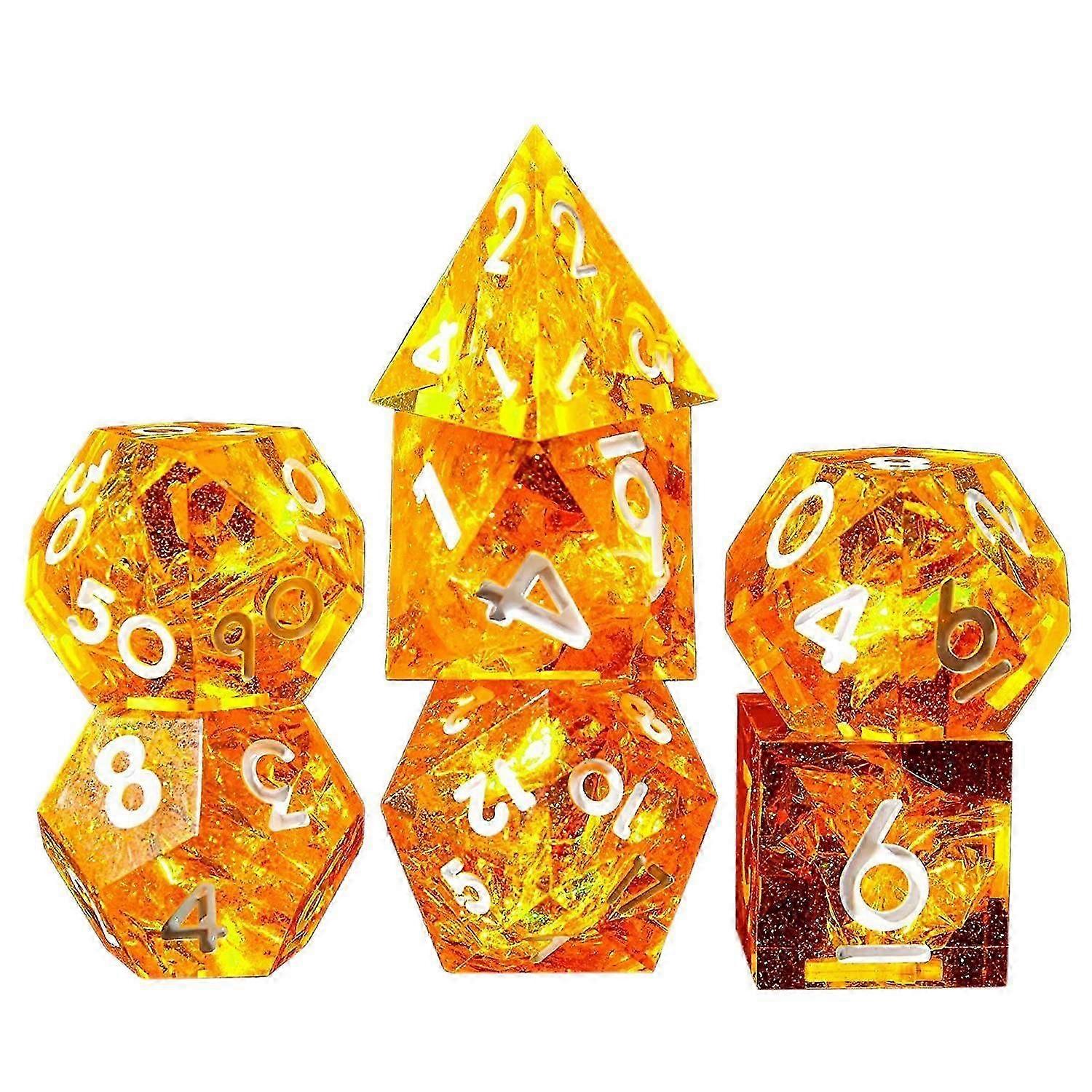 Polyhedral Dice Set 7 Piece Sharp Handmade Dice Set with Sharp Edges for RPG Table Games Pathfinder