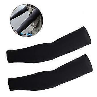 Unisex Ice Cooling Sleeves Sun Block UV Protection Arm Band Cover Cooler Sleeves for Sports Outdoor Activities - Size L(Black)