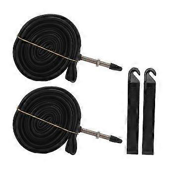 2 Pack 700x23C Bike Inner Tube with 60mm Presta Valve and 2 Tire Levers - Butyl Rubber for 700c Road Bikes