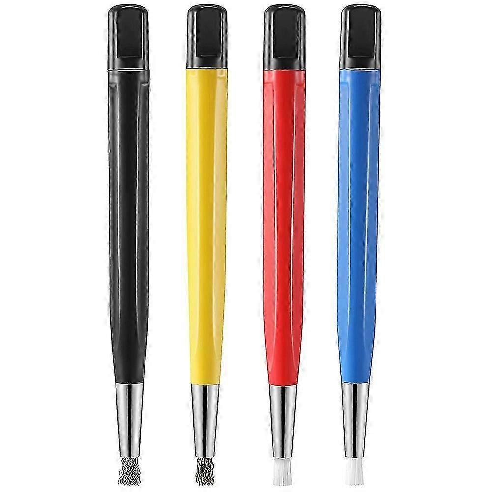 4 stk./sæt rustfjerningsbørstepen glasfiber/messing/stål/nylonbørste